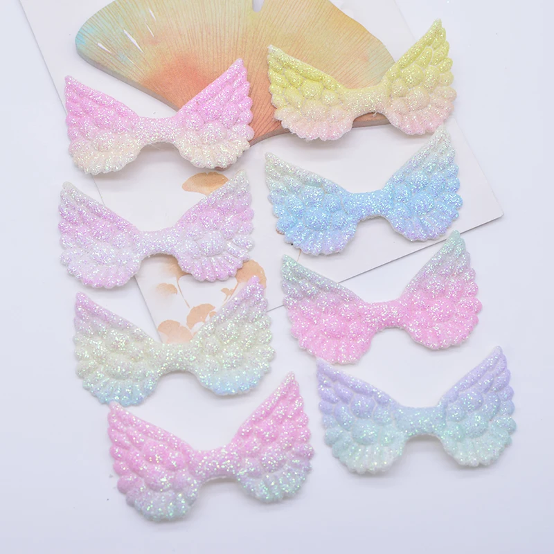 30Pcs 4.8*3cm Glitter Colorful Angel Wing Appliques Cupid Wing Fairy Wing for DIY Toy Headwear Bow Decor