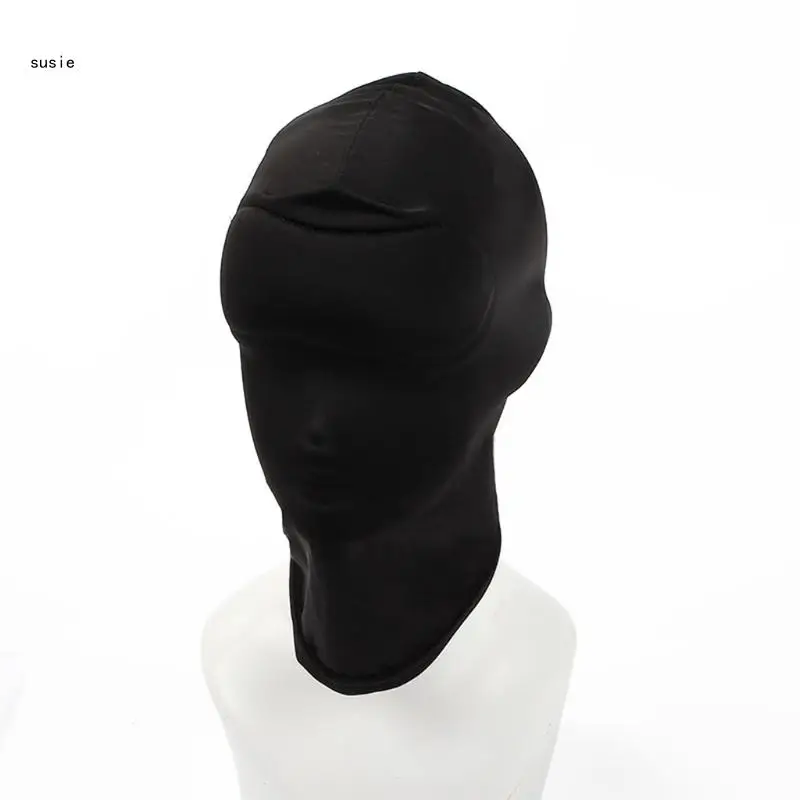 X7YA Adult Open Eye Mouth Headgear Mask Hood Blindfold Full for Head Cover BDSM Sex T