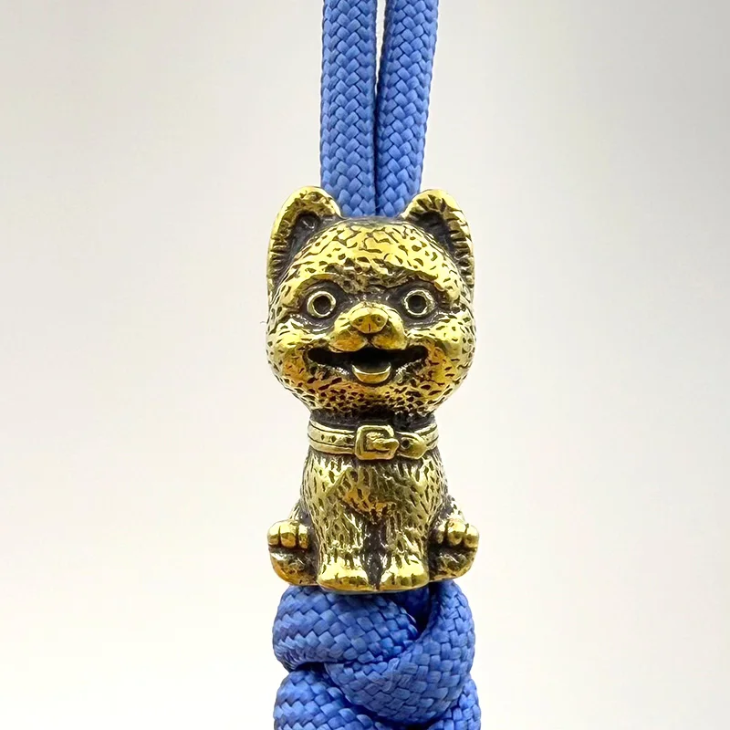 Latón lindo cachorro cuchillo cuentas Animal perro EDC al aire libre DIY Paracord tejido cordón colgantes accesorios pulseras dijes joyería
