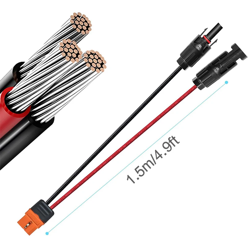 Waterproof MC 4 to XT60I-F Charging Cable for EF Ecoflow RIVER 2/RIVER 2 Max/RIVER 2 Pro/DELTA 2/DELTA Max (2000)/DELTA Pro