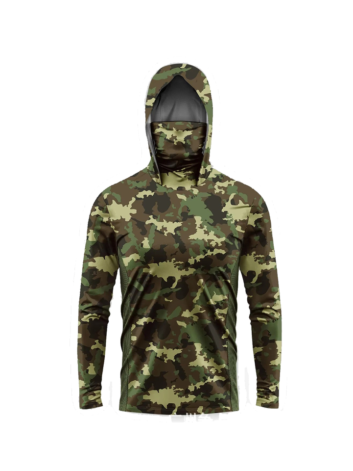  Fishing Hoodie Shirts with Mask UV Protection Fishing Clothing Men's Long Sleeve Hiking Sportswear T-shirts 