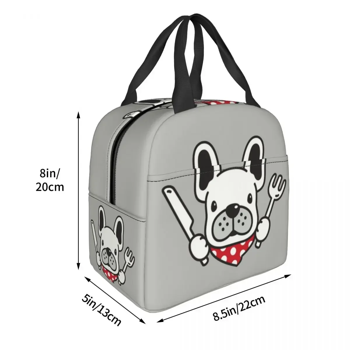 Custom Hungry French Bulldog Lunch Bag Women Thermal Cooler Insulated Lunch Box for Kids School Children