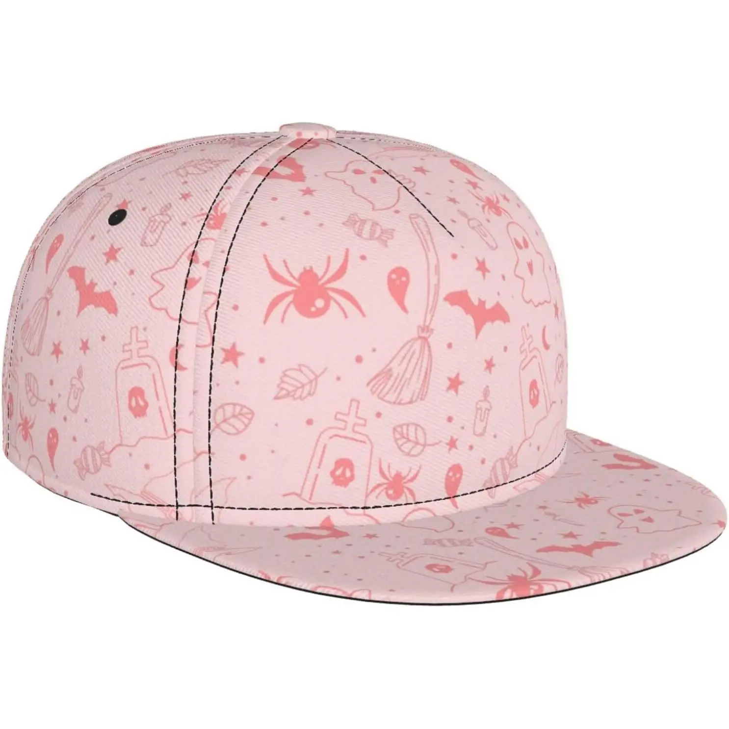 Pastel Spooky Vibes Pink Halloween Cute Horror Snapback Cap Bat Hats Goth Baseball Hat for Men Women Gothic Baseball Cap