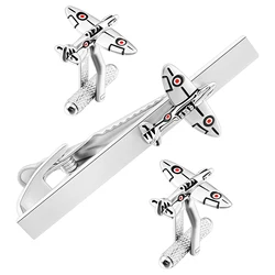 HAWSON Men's Cufflinks and Tie Clip Set Novelty Cufflinks and Tie Wedding Gift Baseball, Football, Airplane Music Symbol Designs