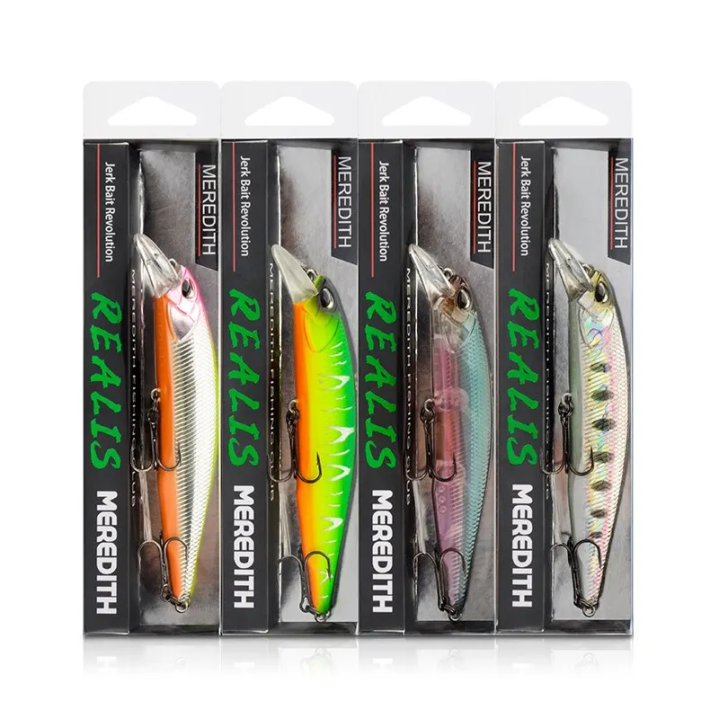 MEREDITH JERKBAIT 100F MINNOW 14g Drijvende Wobbler Vissen Lokken Minnow Lokken Harde Aas Kwaliteit Professionele Depth0.8-1.0m