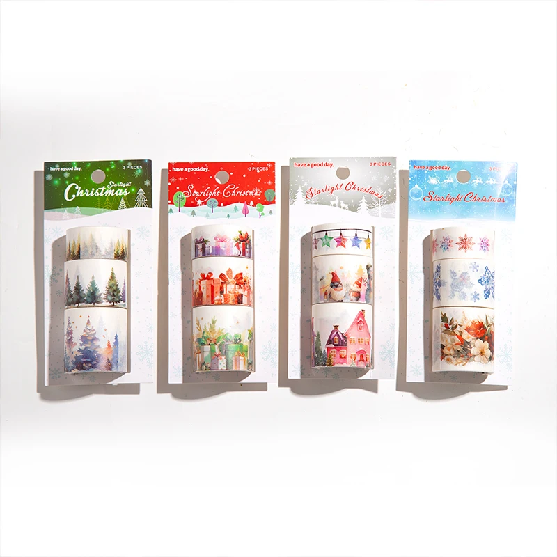 

4packs/12PCS Starlight Christmas series cute lovely retro decorative paper masking washi tape