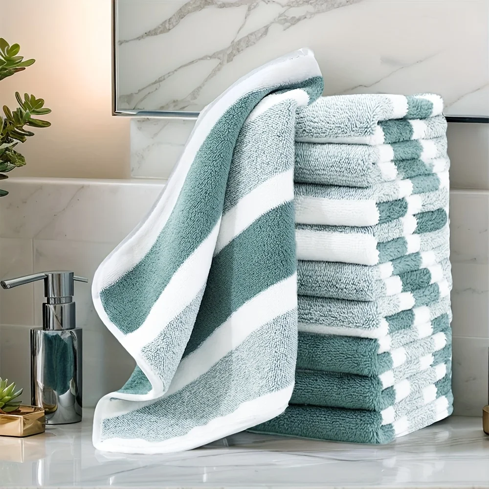 10-Piece Multi-purpose Square Towels, 30×30cm. Soft & skin-friendly, quick-drying and water-absorbent, with hangable design.
