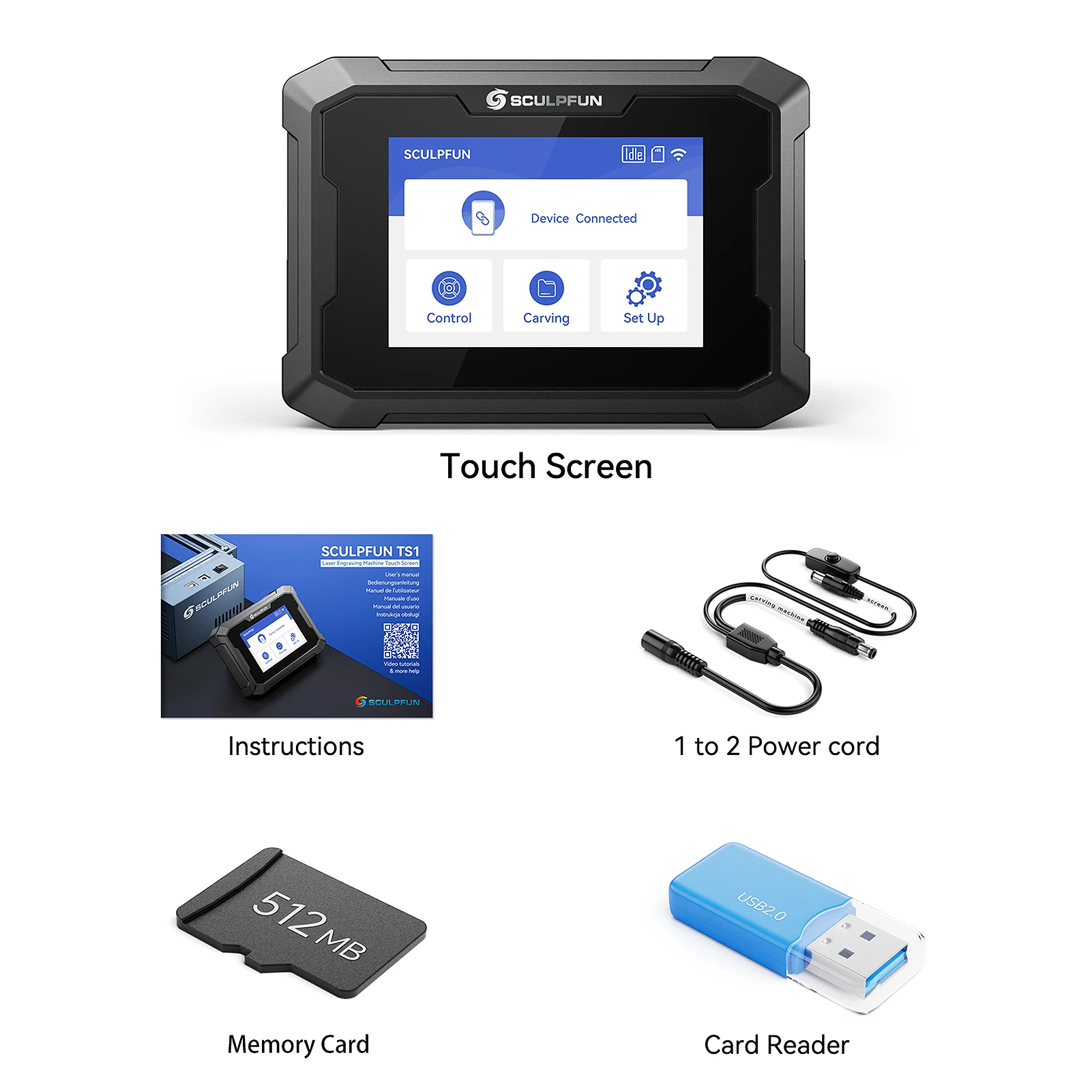 SCULPFUN TS1 Laser Engraver Touchscreen 3.5-inch Control Terminal Real-time Slicing Function Used with SCULPFUN APP