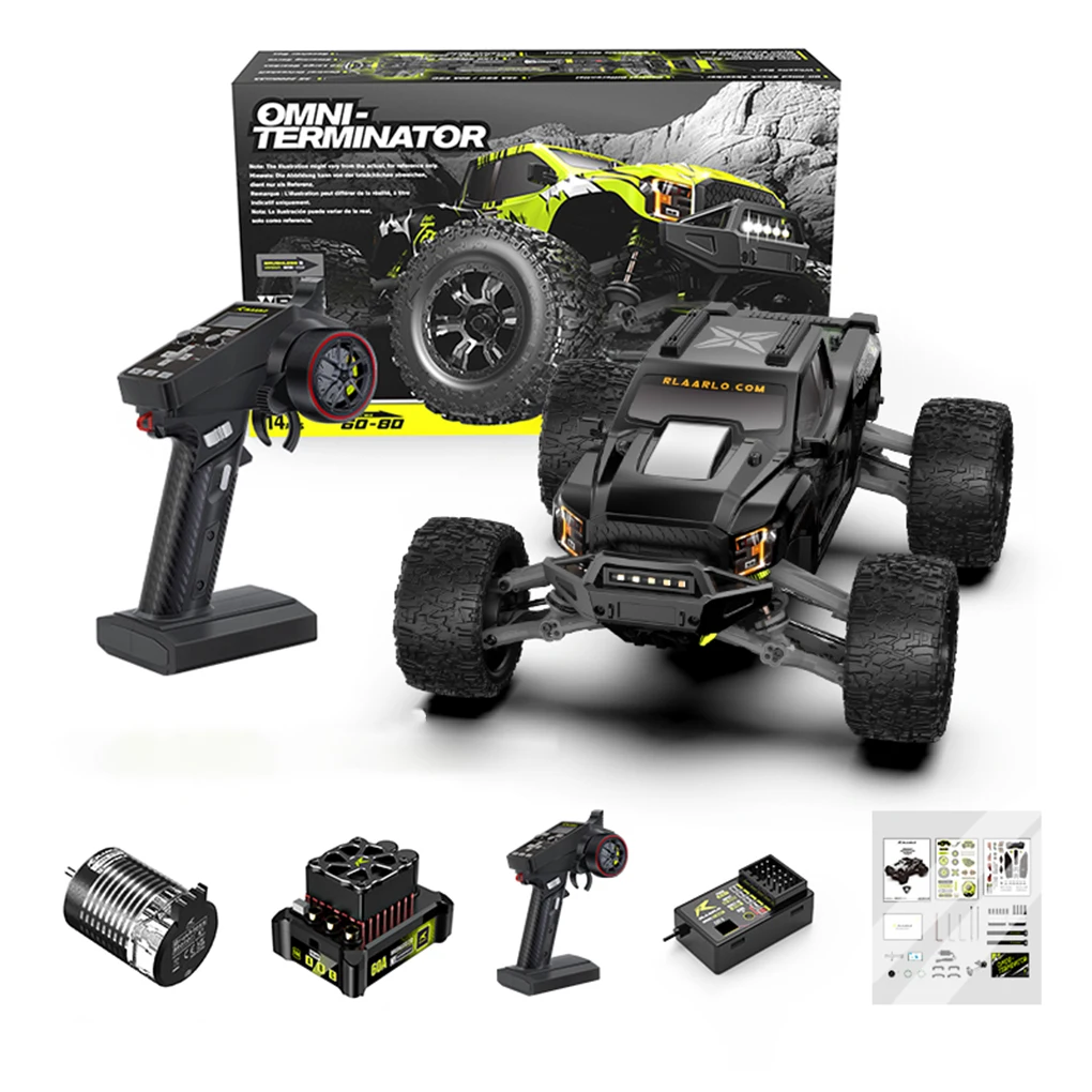

1/10 RZ001 RC Car Monster Truck RLAARLO Omnipotent Terminator 4WD Brushless Electric Off-Road RC Model Toy Car Children's Gift