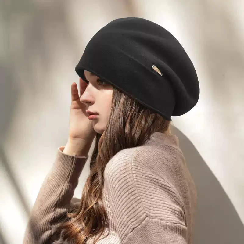 Simple Elegant Wool Cashmere Beret Autumn Winter Women Versatile Hat Bonnet Painter Caps Retail Wholesale