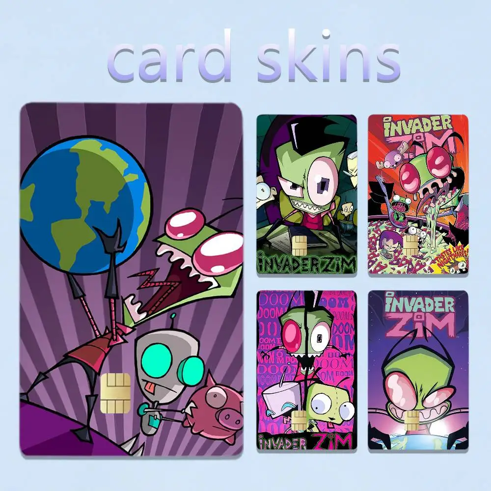 dark cartoon Invader Zim 4pcs 1Set Film Skin for Debit Credit Bank Visa Card Decal Cover