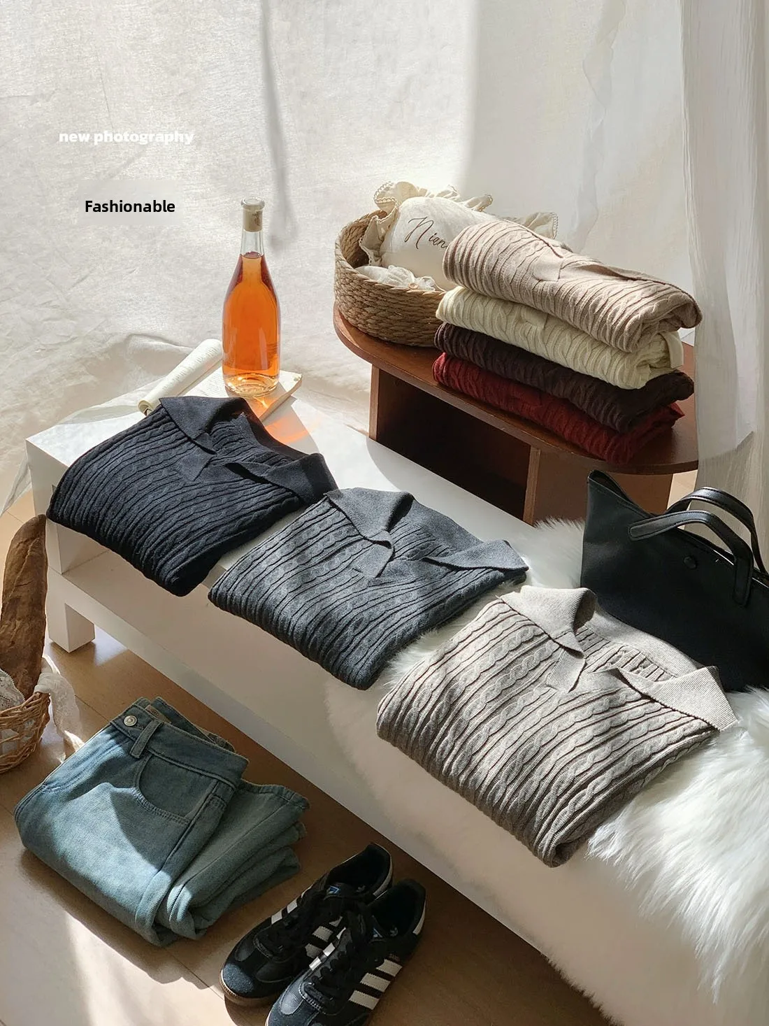 

Soft Comfortable Knitted Neck Half Open Sweater Autumn Winter Early Spring Versatile Color Top for Young Women