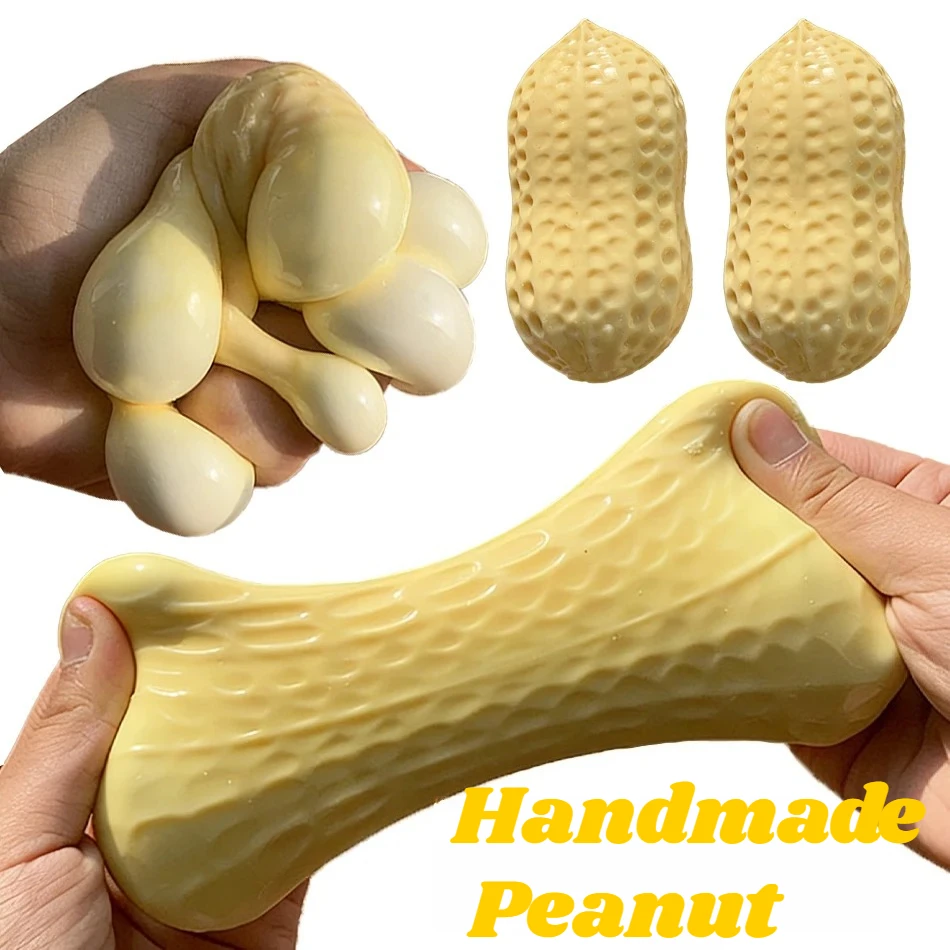 

Peanut Stress Ball - Crunchy Squishy with Buttery Soft Feel, ASMR Sensory Anti-Stress Fidget Gift for Kids & Adults pet toy ASMR