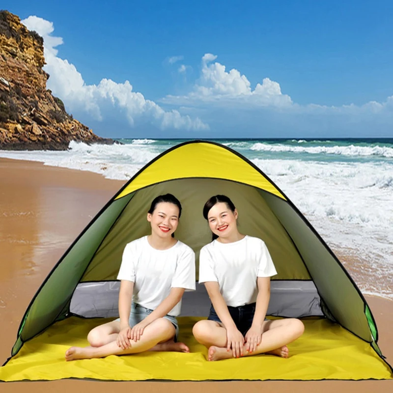 LEVORYEOU Beach Tent Up Automatic Open Tent Family Ultralight Folding Tent Tourist Fish Camping Anti-UV Fully Sun Shade D