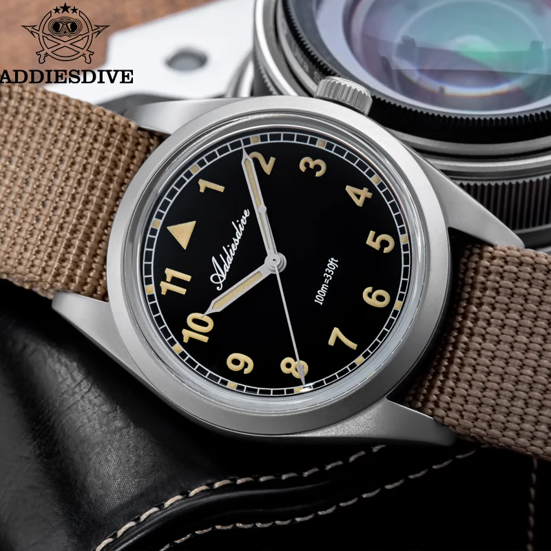 

ADDIESDIVE New Watches VH31 Bubble Mirror Glass 36mm Men's Outdoor Wristwatch 10Bar Waterproof Luminous Retro Pilot Watch AD2079
