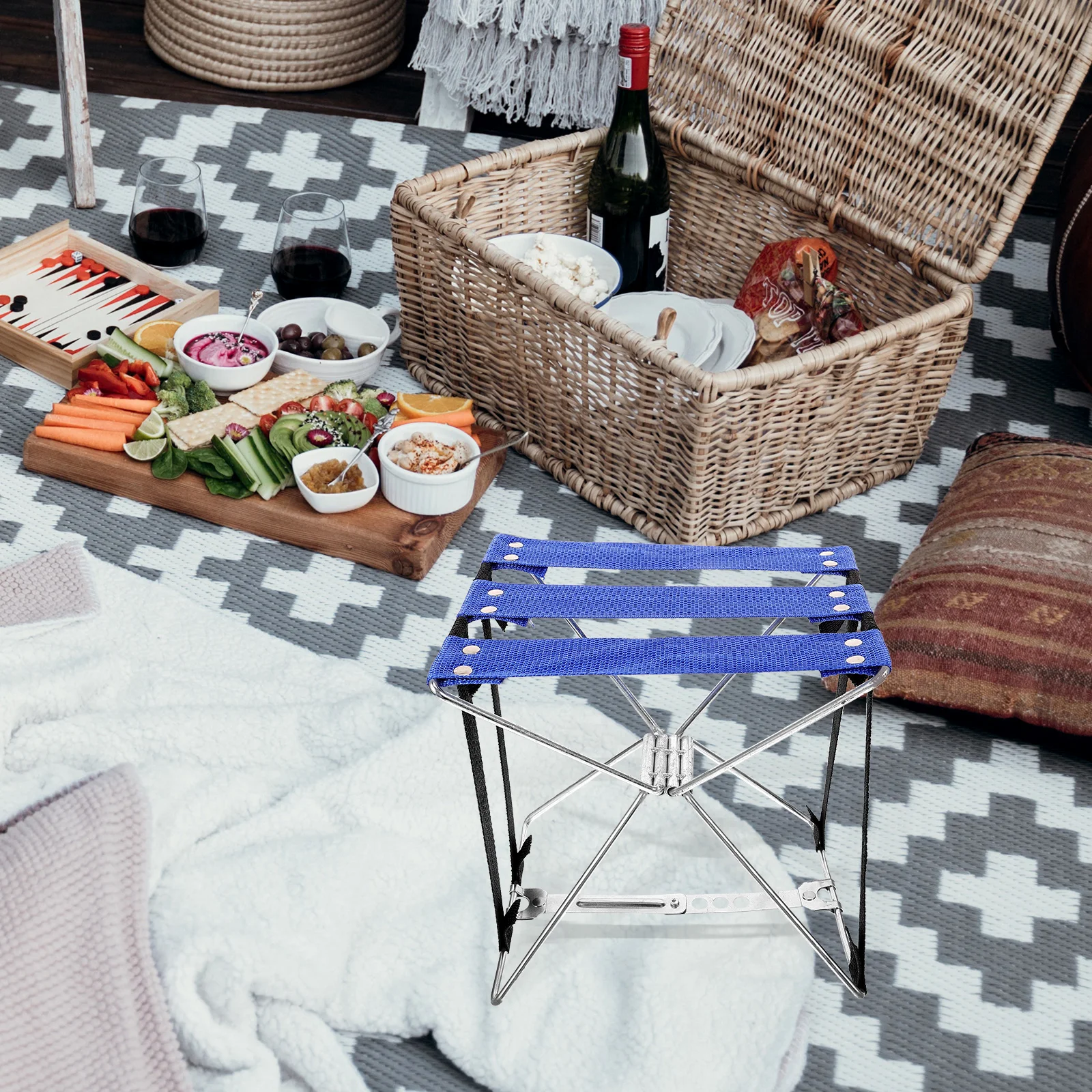 

Portable Folding Stool Lightweight Metal Bracket Small Chair Foldable Camping Pedicure Outdoor Stools Traveling Gardens