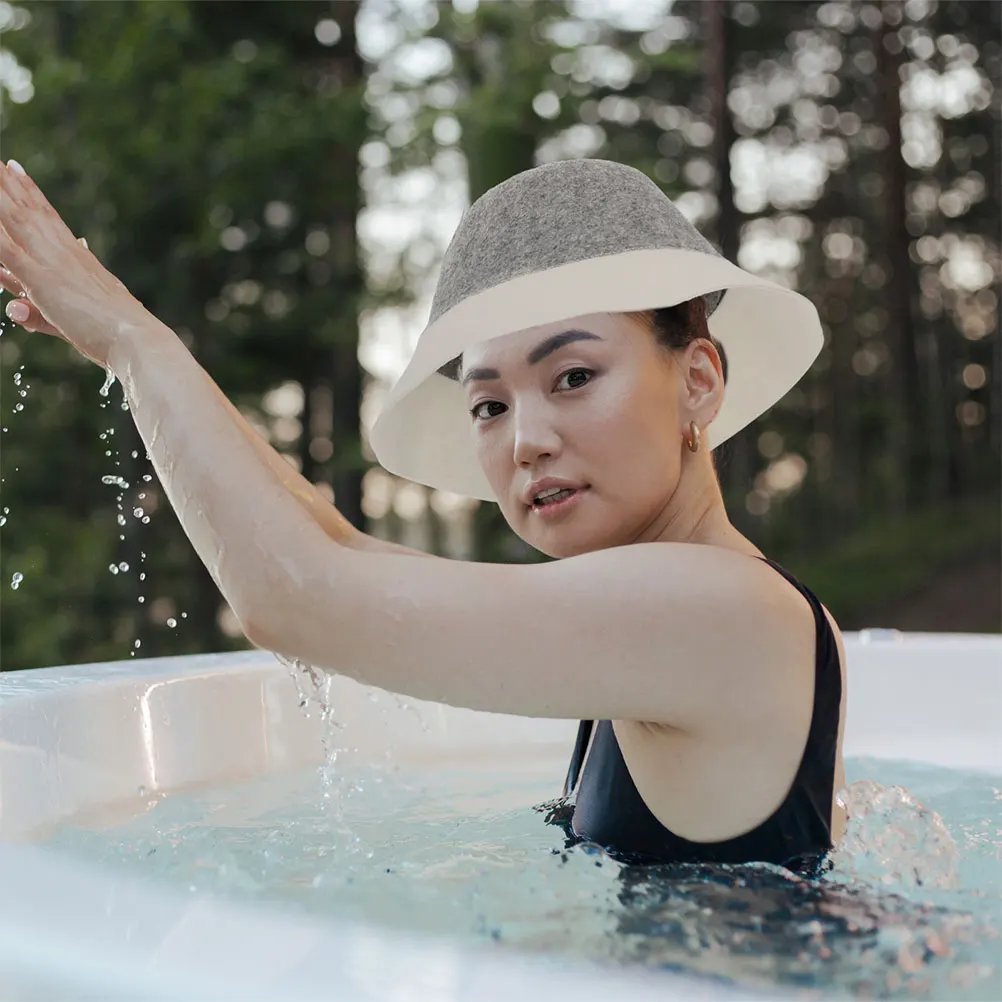 

2pcs Sauna Hat Bath Cap Felt Fisherman'S Design Absorbent Heat Insulating Woolen Comfortable For Men Women Room Travel
