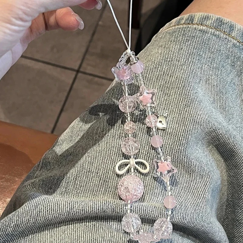 Ins Style Sweet And Cute Versatile Mobile Phone Chain Star Mobile Phone Pendant Pink CCD Pendant Bow Camera Pendant