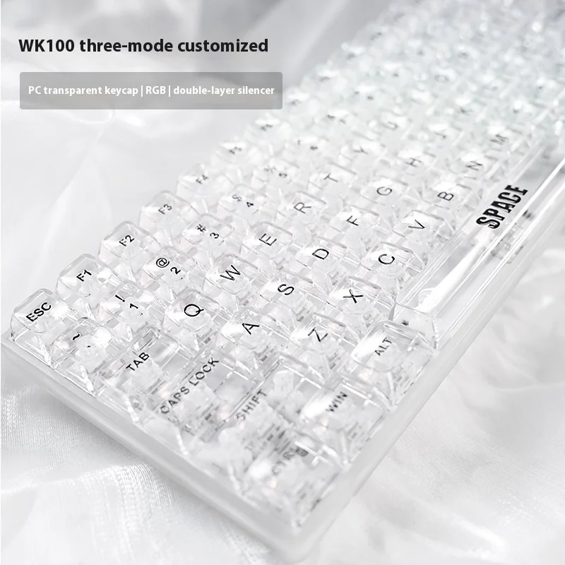 

WEIKAV WK100 Mechanical Keyboard Three-mode Bluetooth /2.4Ghz /USB Wireless Keyboard Hot Swap Custom DIY Transparent Key Cap