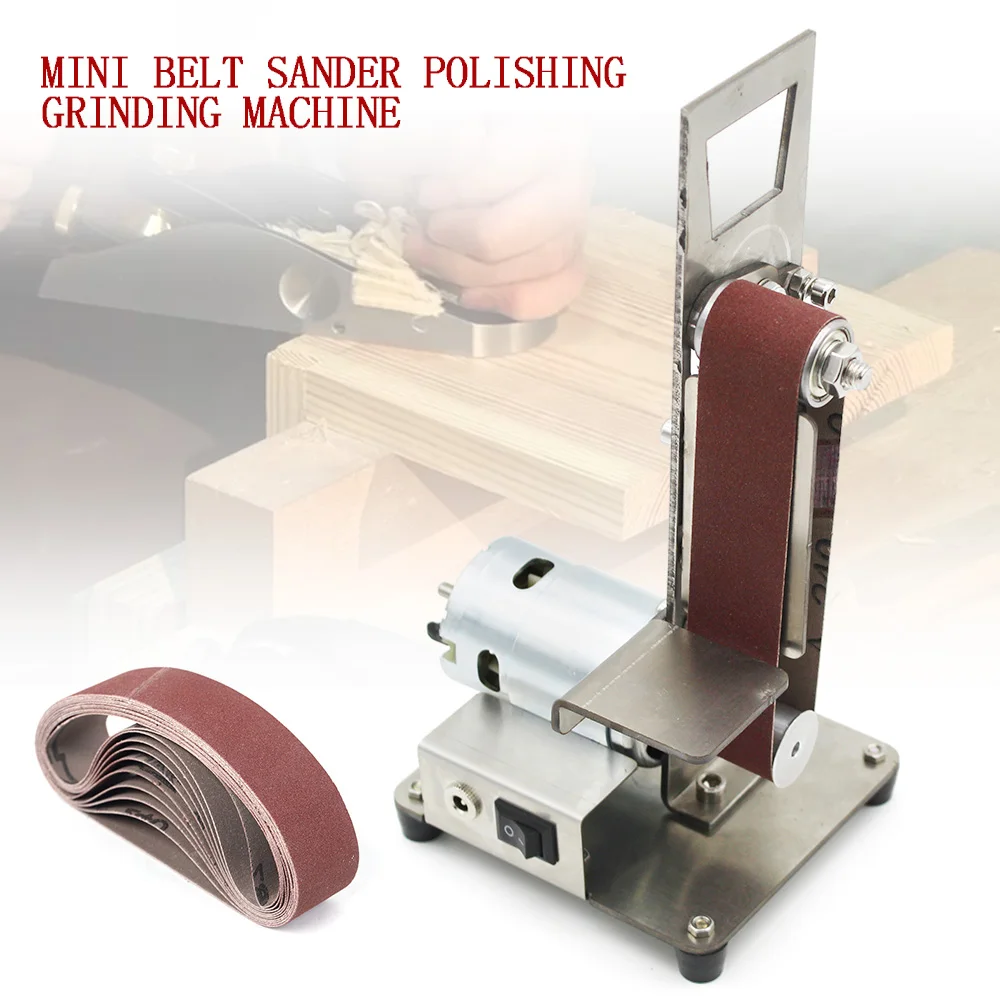 Mini electric belt machine DIY polishing machine grinding machine fixed angle sharpening machine blade desktop vertical 795 moto