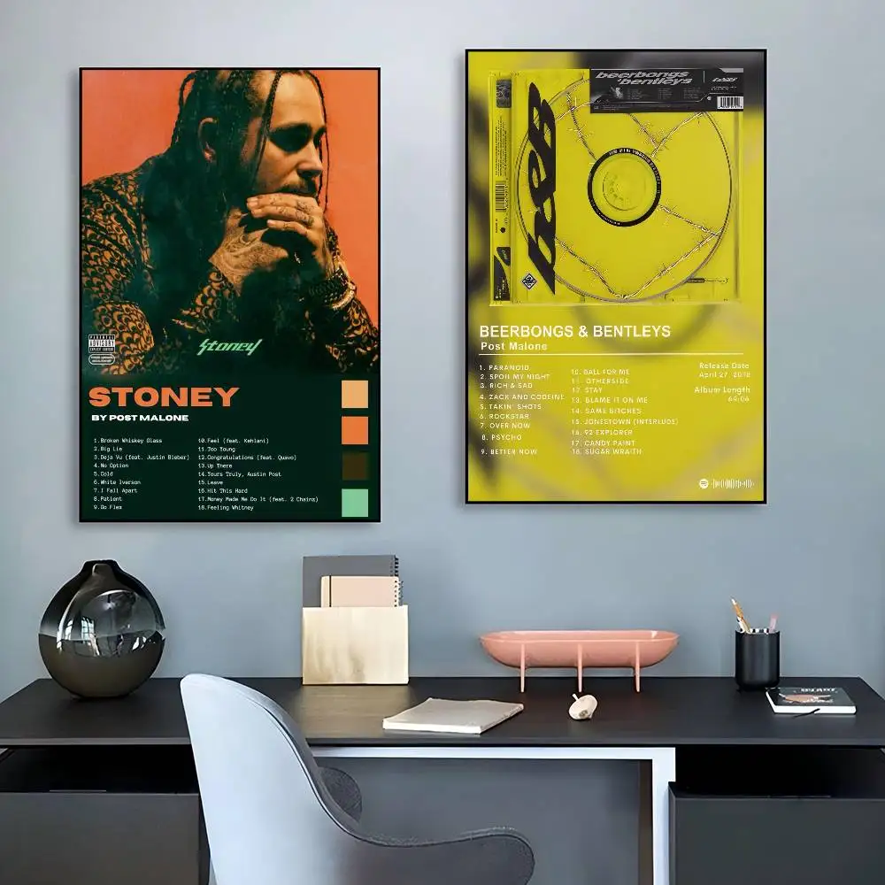 Singer PostS M-Malone album Cover  Anime Posters Sticky HD Quality Wall Art Retro Posters for Home Room Wall Decor