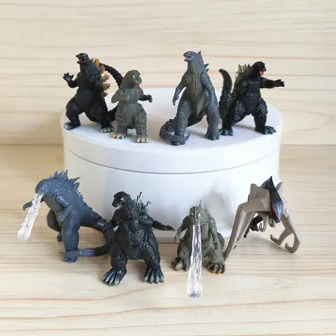 8Pcs/Set Godzilla King Ghidorah Gold King of Monsters PVC Action Figure Q Version Nuclear Jet Gojira Collection Figurine Toys