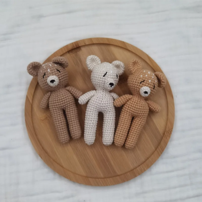 Cartoon Knitted Baby Stuffed Bear Toy Cartoon Handmade Bunny Plush Toys Newborn Handhold Kid Early Sleeping Dolls Shower Gifts