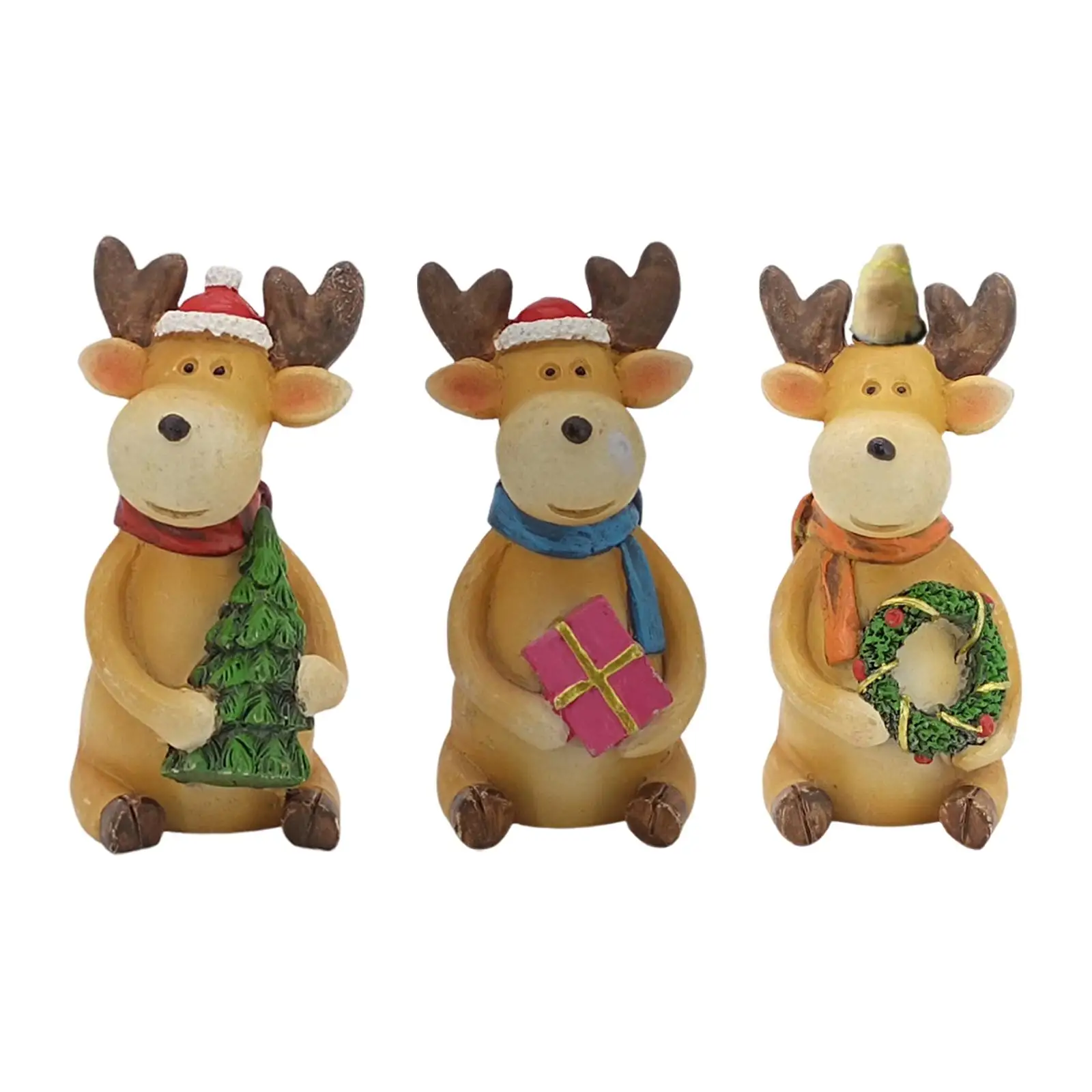 Reindeer Ornament Crafts Shelf House Bookshelf Mini Miniature Kitchen Mantle Window Display Decor Small Cute Xmas Elk Statue