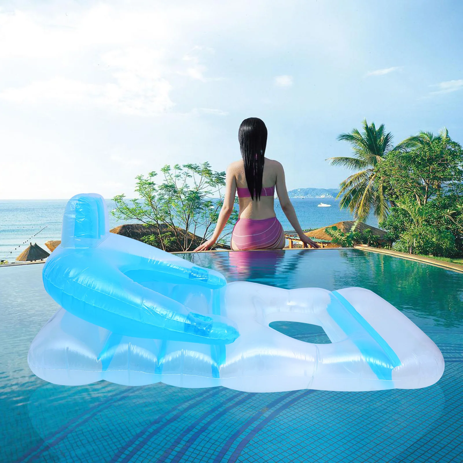 Lit pneumatique avec accoudoir, Protection de l'environnement, tapis flottant gonflable de natation en Pvc