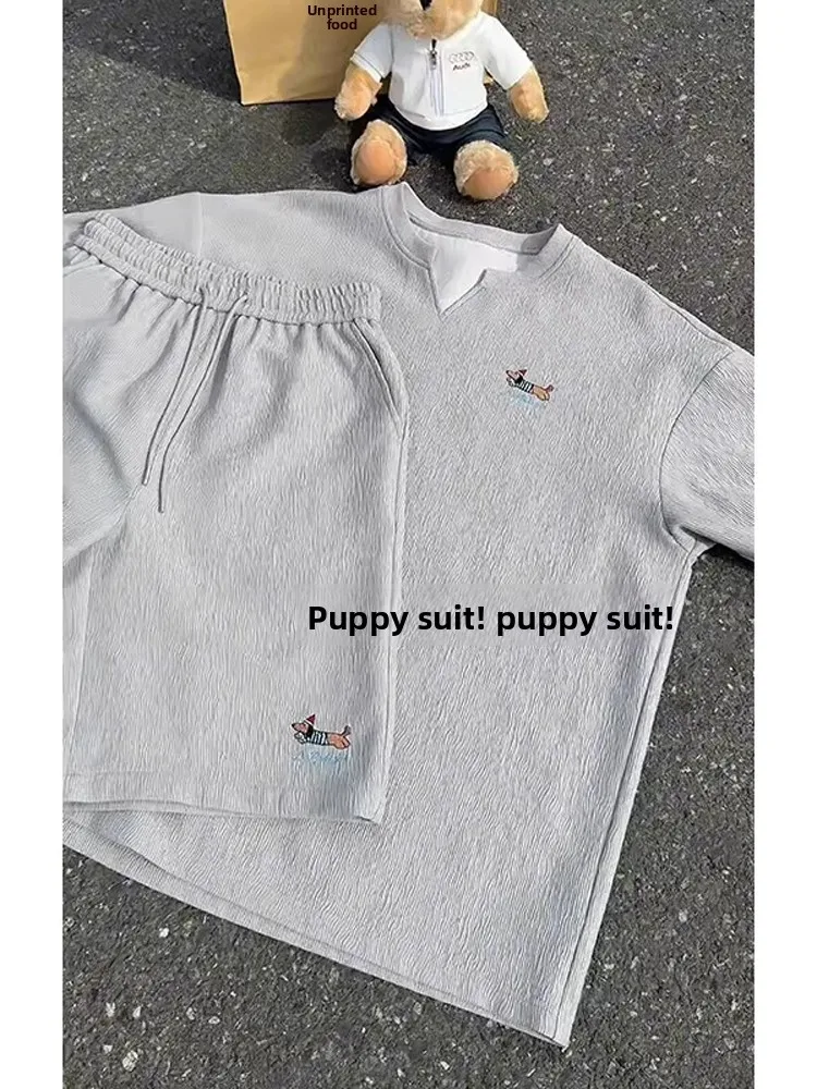 

Cool Haome Men's Sausage Dog T-irt Set Summer Spor ort Sve orts Trendy Whole Set Youth Faion Ensemble