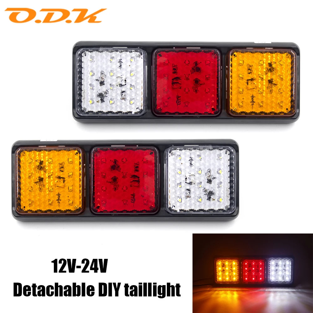 

2pcs LED 12V 24V Detachable DIY taillight Stop Rear Brake Turn Signal Function Indicator Lamp Lorry Caravans Bus Van RV Camper
