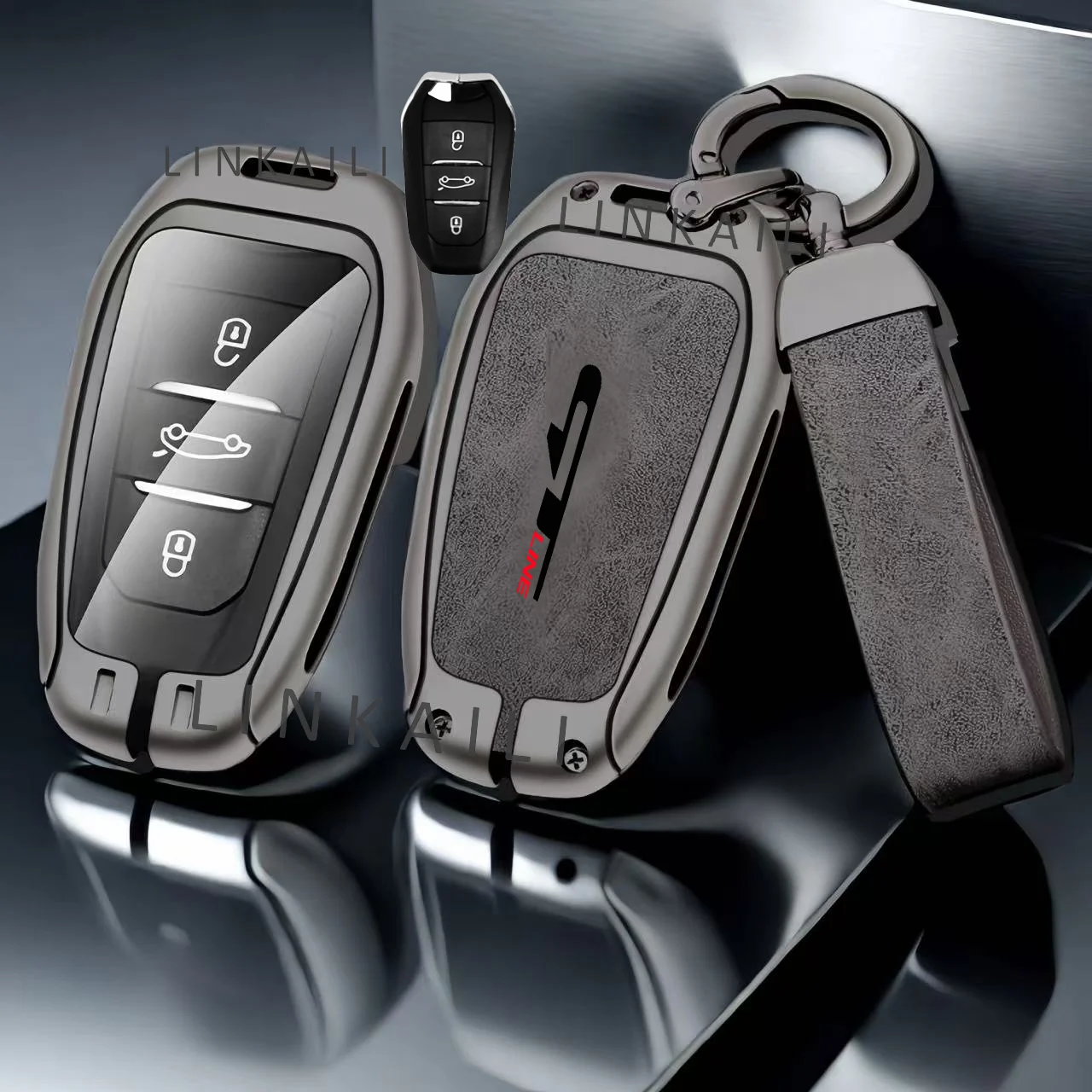 Auto Zink-legierung Schlüssel Fall Tasche Für Peugeot GTLine 207 307 407 208 308 408 508 2008 3008 4008 5008 RCZ Auto Schlüssel Kette Metall Schlüssel Shell – Detail 2