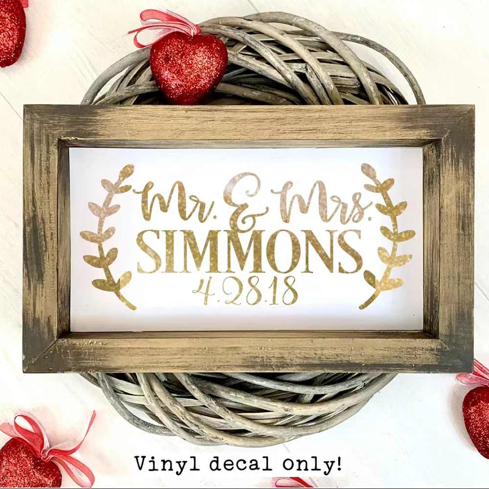 

Custom Name Card Box Sign Vinyl Decal Mr Mrs Sticker for Wedding Cards Boxes and Gifts Vinyl Decals Party Decor