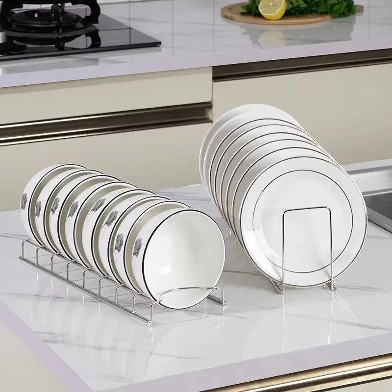 Kitchen Bowl Dish Organizer Stainless Steel Dish Holder Home Cutlery Dishes Pot Lid Rack Practical Dish Rack Kitchen Accessories