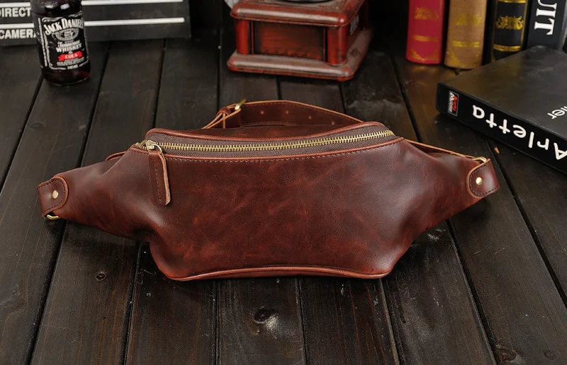 

Модная мужская поясная сумка из искусственной кожи, модная сумка на плечо, нагрудная сумка в стиле ретро, уличная поясная сумка для отдыха Crazy Horse