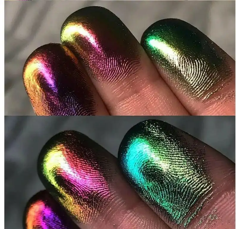 10g Colorshift Chameleon brokatowy proszek do paznokci holograficzny kameleon różowy/niebieski/syrenka chromowany proszek DIY mika proszek do wcierania laserowego — zdjęcie 7