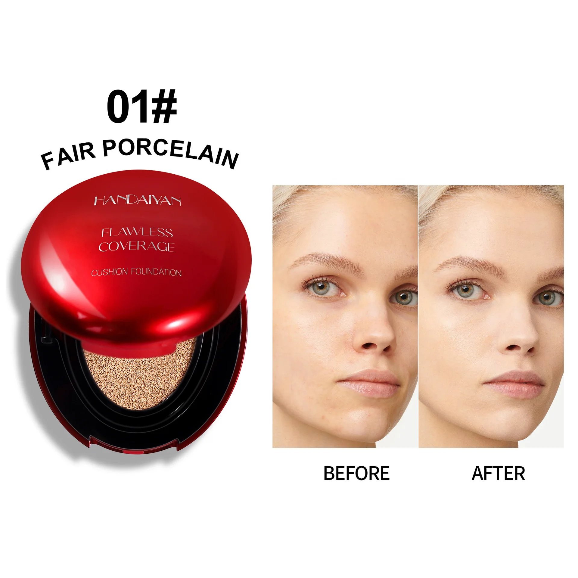 Red Shell Air Cushion Foundation Concealer Long Lasting Non-Stick Foundation
