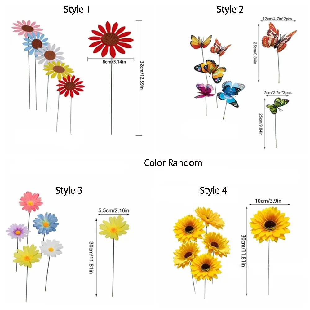 10pcs Crafts Metal Decorative Garden Stakes Creative Colorful Flower Ground Stake Art Garden Floor Plugs Potted Plants