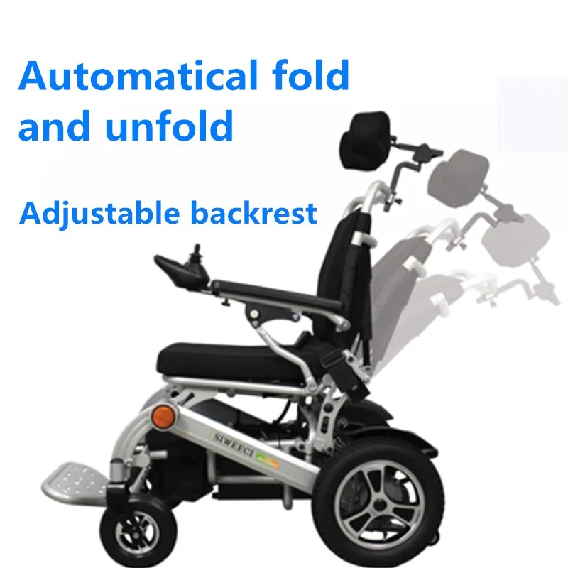 Back Adjustment Electric Wheelchair Fashion Aluminum Alloy Lightweight Foldable Electric Wheelchair For Disabled,Elderly People