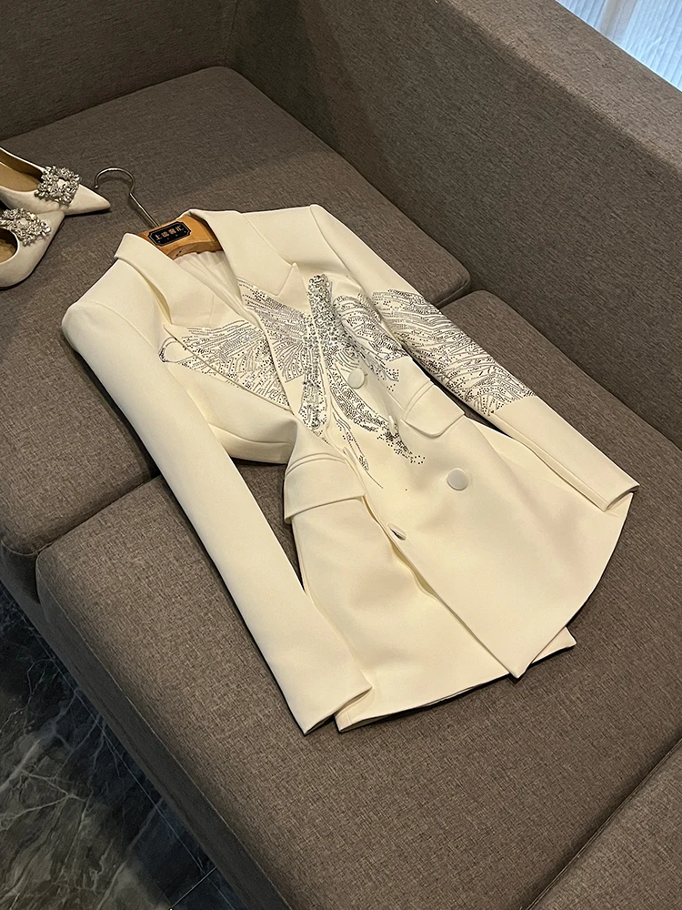 

Ele Lady's Long Sve Костюм Jaet Тяжелый Embellishment Dragoy Дизайн со стразами Свободный крой Китайская продукция...