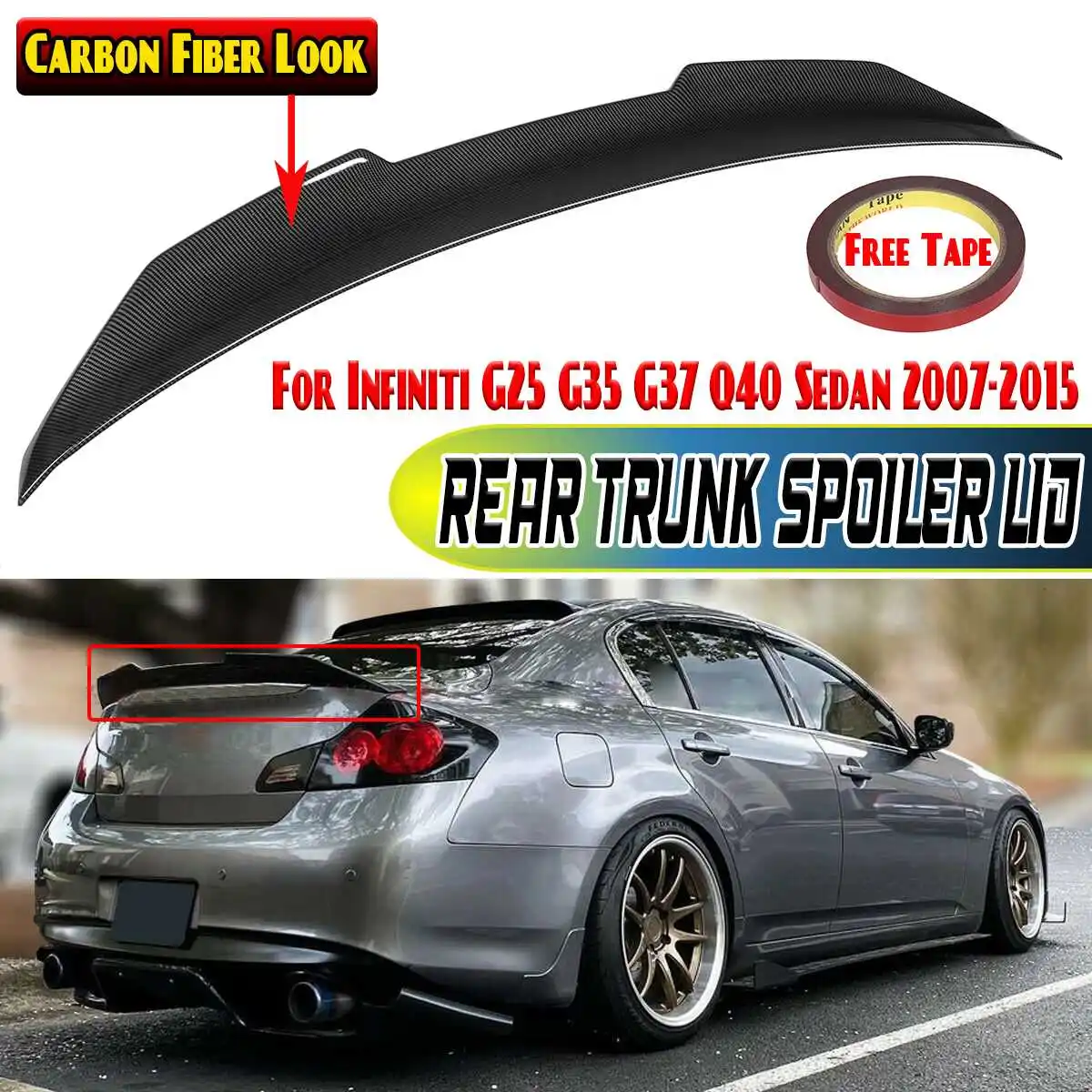 New Car Rear Spoiler Wing Lip Extension For Infiniti G25 G35 G37 Q40 4 Door Sedan 2007-2015 Rear Trunk Spoiler Lip Boot Wing Lip