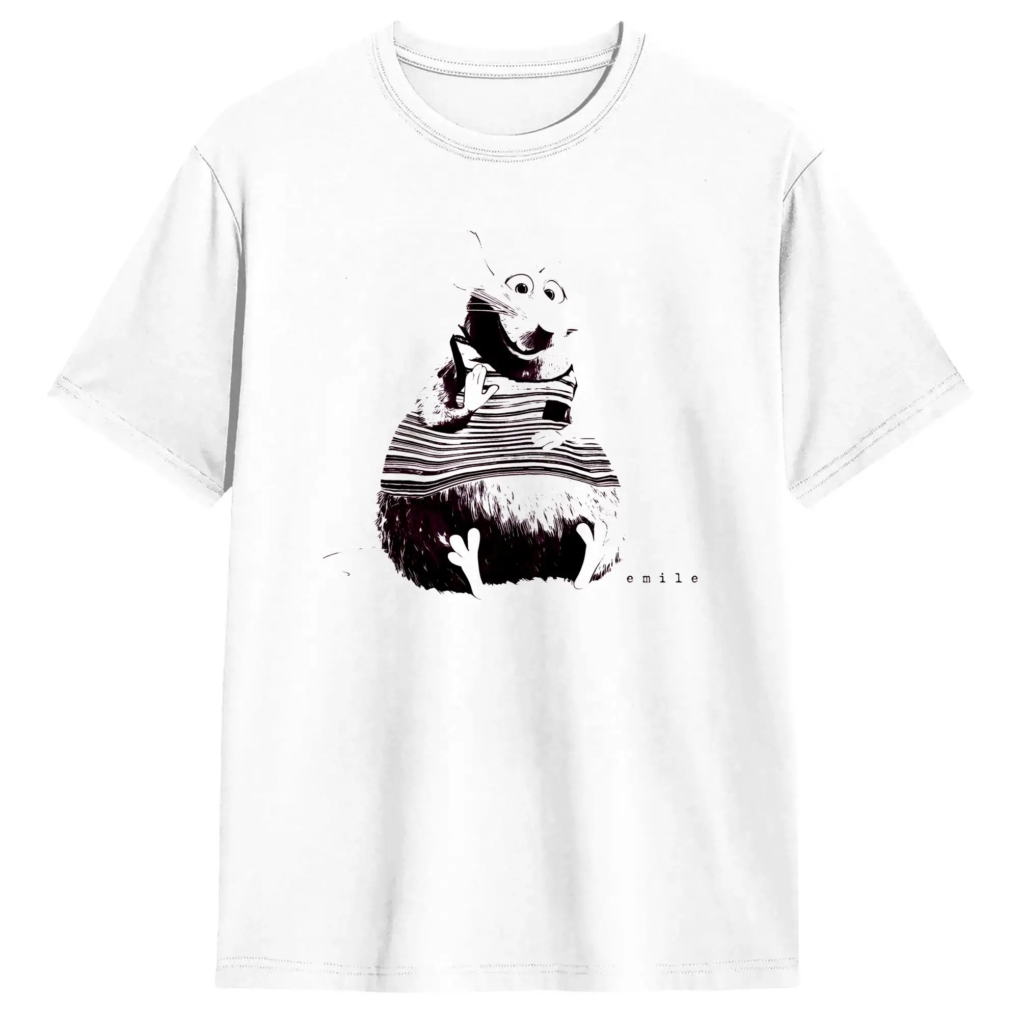 Men Emile  T Shirt Ratatouilles Pure Cotton Tops Novelty Short Sleeve Round Neck Tees Printed T-Shirt