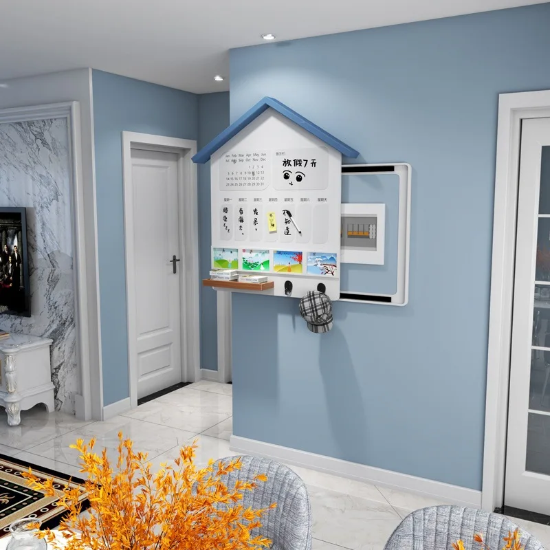 لوحة زخرفية لصندوق العدادات، انسداد صندوق توزيع الخشب الصلب متعدد الوظائف من الشمال، تخزين إبداعي، sw كهربائي