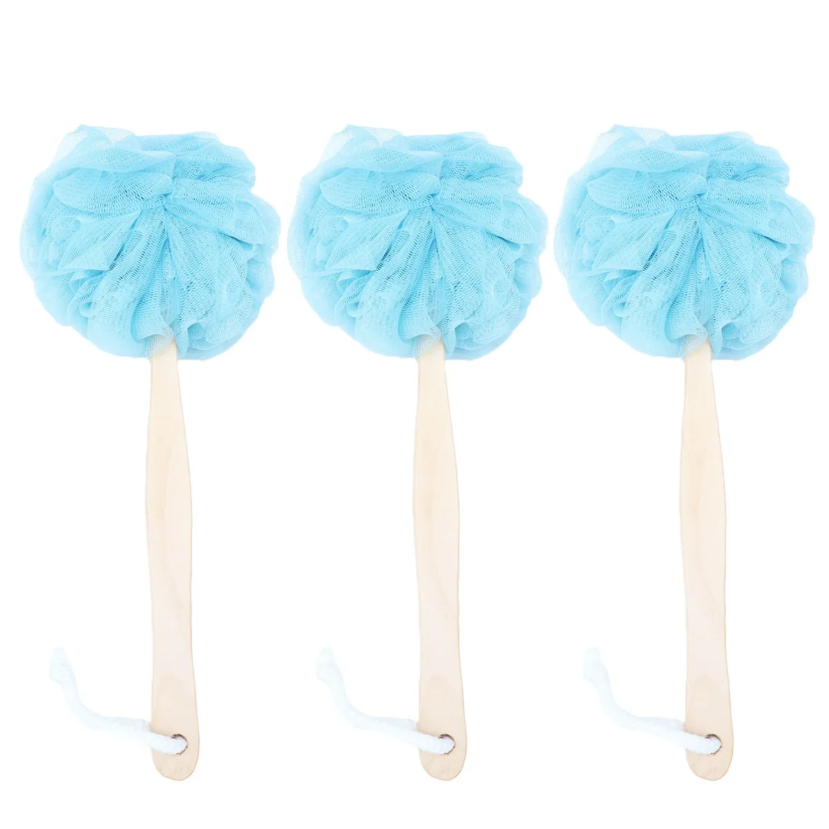 3Pcs Bath Scrubbers Nylon Soft Bristle Long Handle Exfoliating Back Shower Brush Dead Skin Remover Blood Circulation Stimulator