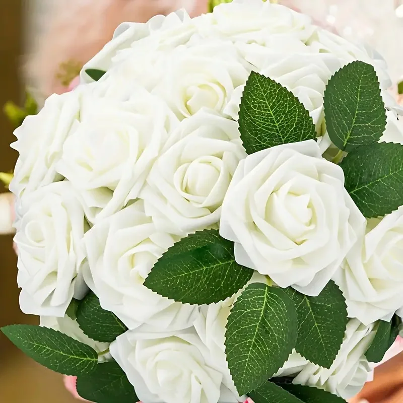 

25pcs Rose Artificial Flowers Foam Fake Roses Wedding Bouquets Centerpieces Mothers Day Valentines Gifts Party Decoration