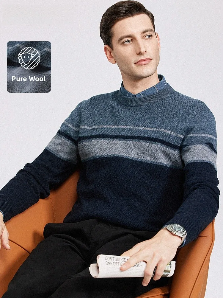 00% pura lana da uomo rotonda Ne maglieria calda Fce inverno nuovo Sle Busin casual confortevole morbido elastico Sve lungo