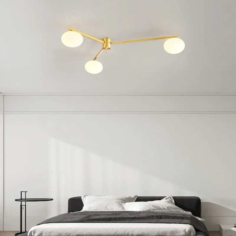 Bauhaus Medieval Pebble Glass Brass Suspension LED Bulb LED Home Ceiling Light Lustre Lamp for Living Room Decoration Chandelier