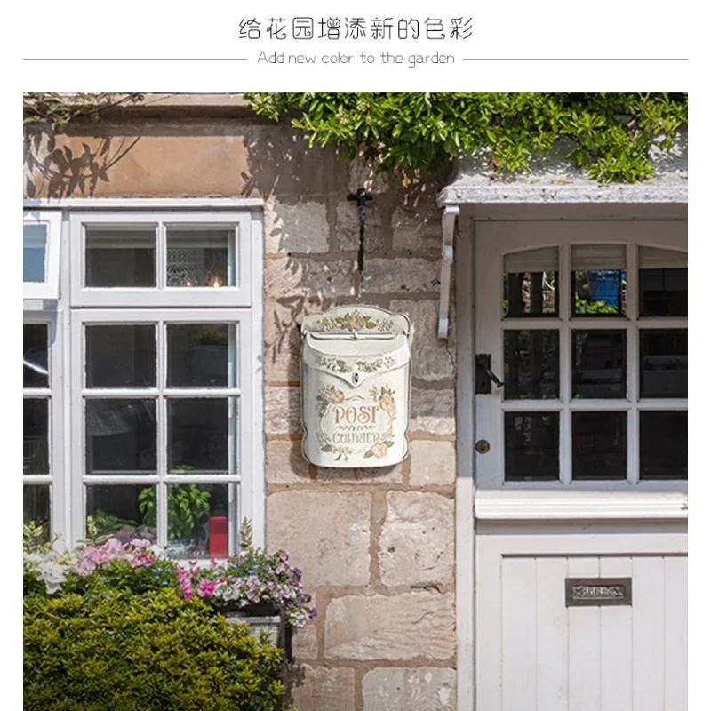 European retro wrought iron mailbox creative home suggestion box wall decoration storage box outdoor garden wall decoration orna