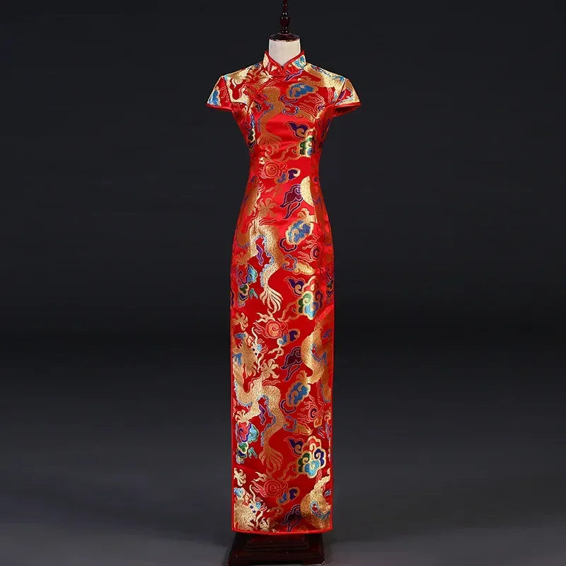 

XS-3XL Elegant Women Novelty Long Qipao Exquisite Chinese Party Dress Sexy Slim Improve Cheongsam Vintage Oriental Dresses