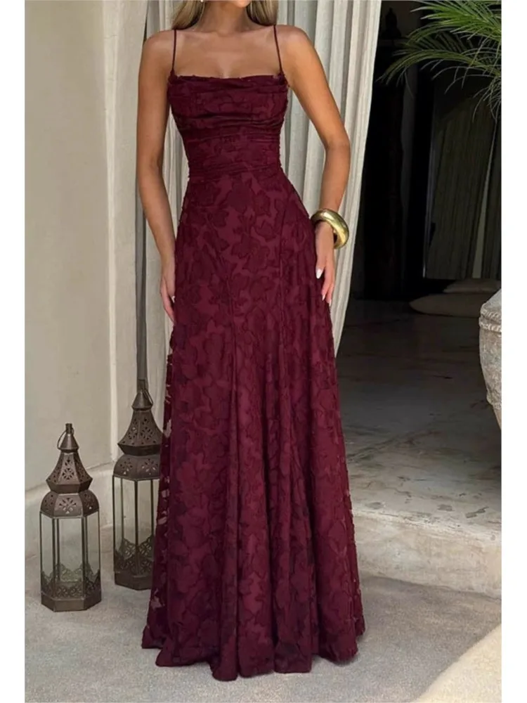 Mode Spaghetti Strap Lose Kleid Für Frauen Elegante Slash Neck Hohe Taille Kleider Dame Vestidos Urlaub Partei Formale Abend